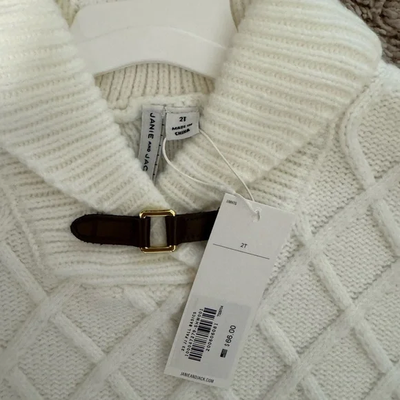 NWT Janie and Jack Cream Knit Poncho with Button Accents